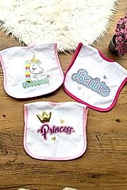 Kız bebek 3 lü Mama önlüğü su geçirmez pamuklu