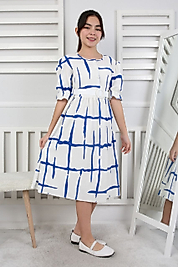 Düğmeli Kemerli Bürümcük Kumaş Bayramlık Kız Çocuk Elbise ABY194