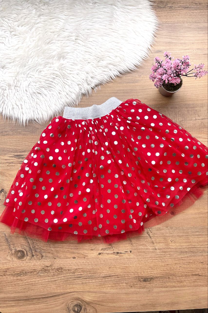 Kız Çocuk Pırıltılı Kırmızı tütülü Etek
